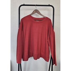 Lucky Brand Womens Sweater XL Orange Red Knit Pullover Top Blouse Long Sleeve
